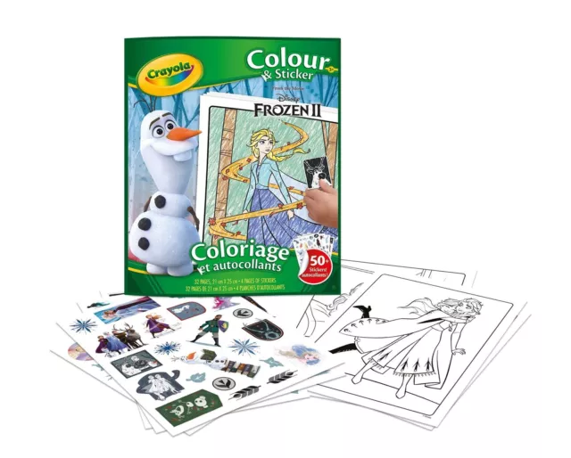 Disney Frozen 2 Colouring Book | 50 Reusable Stickers | Kids Creative Fun