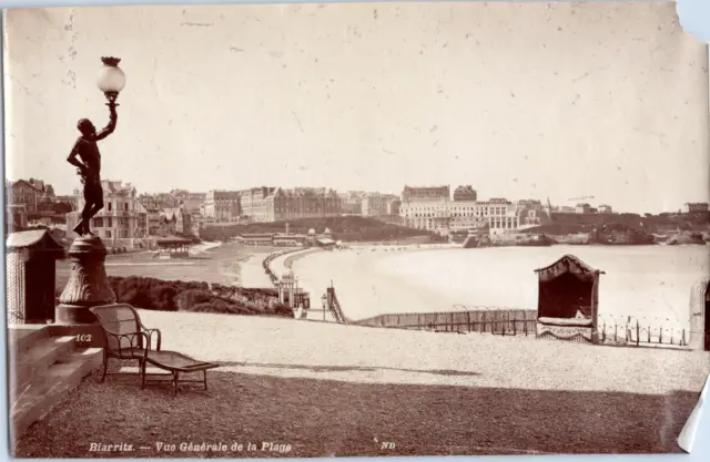 France, Biarritz, vue générale de la plage, vintage albumen print, ca.1880 Tirag