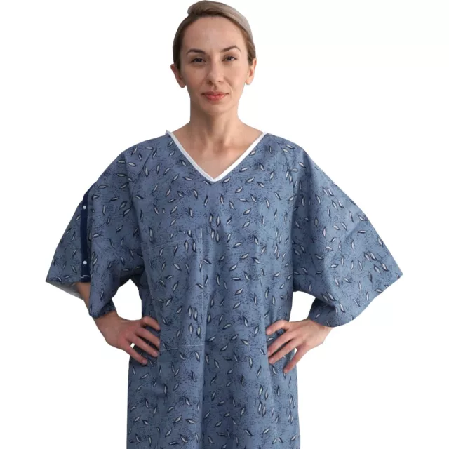 3 Pack - Hospital Patient Gown, IV, Tieside w/Telemetry Pocket, Size Medium - XL 2