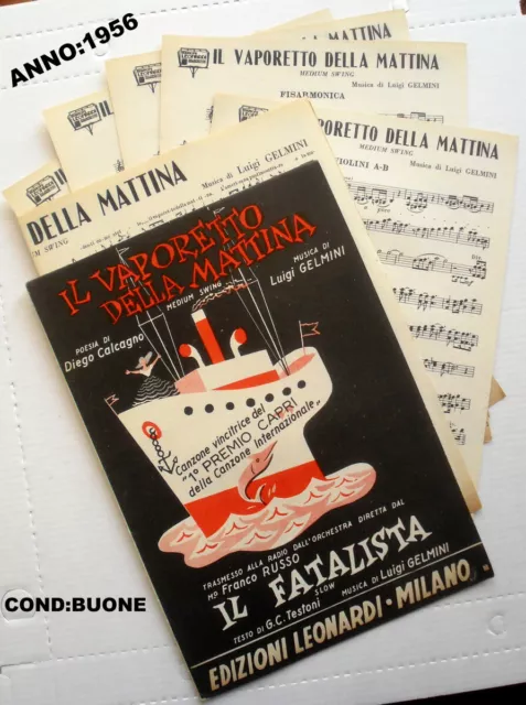 Il Vaporetto Della Mattina - Il Fatalista - 1956 Spartito Musicale Italy /Sheet