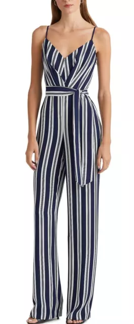 Lauren Ralph Lauren Striped Belted Jumpsuit, Womens Jumpsuit UK Size 8, XS