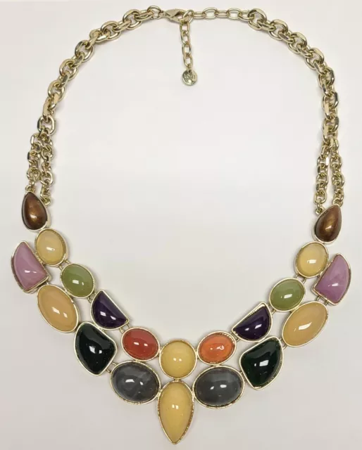 Bezel Jelly Bean Choker Crystal Statement Necklace Brûlée Loft Ann Taylor Vtg
