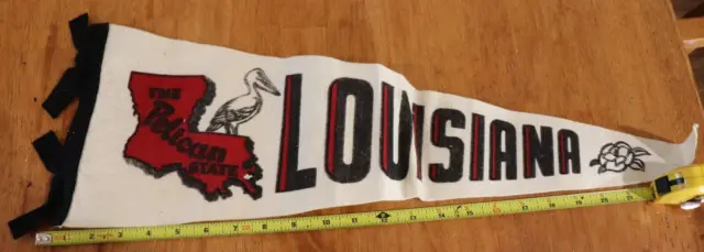 Vintage Louisiana 'The Pelican State' Souvenir Felt Pennant 27"
