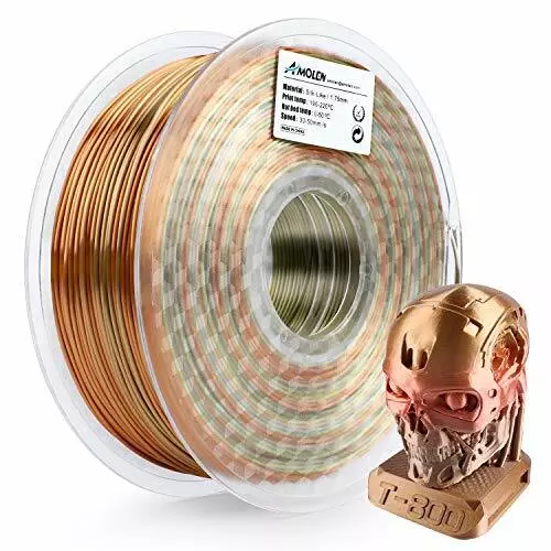 AMOLEN IMPRIMANTE 3D Filament PLA 1.75mm, Soie Métal Rainbow