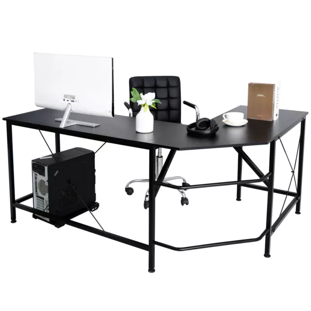 Computer Gaming Laptop Table L-Shaped Desk Corner Workstation Office Desk 66"