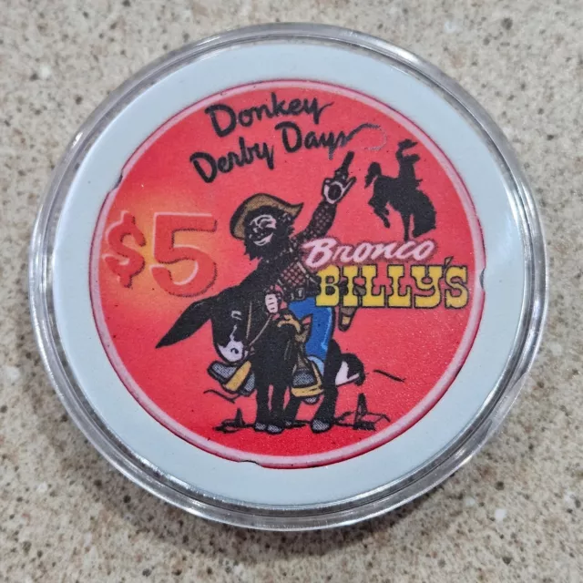 1999 Bronco Billy's Casino Donkey Derby Days $5 Chip LTD 1000 Chipco Sample Chip