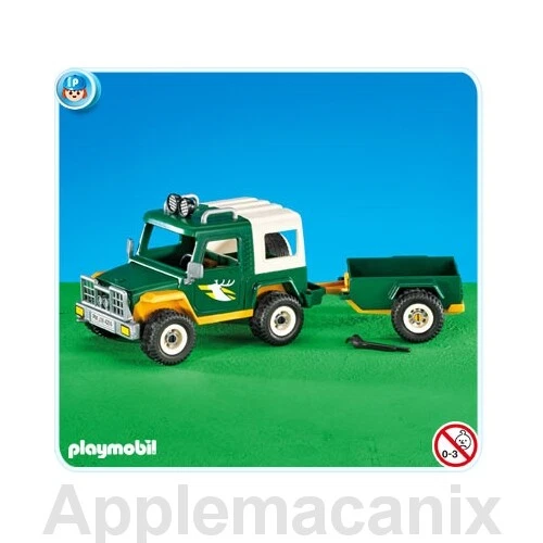 PLAYMOBIL 7472 VÉHICULE Forest Jeep Ranger camion vert et remorque add