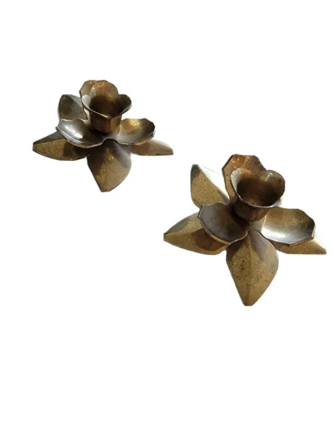 Brass Flower Candle Holders