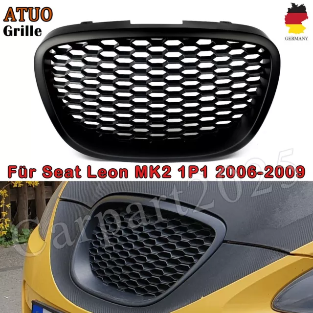 Kühlergrill Waben Optik Schwarz Matt für Seat Altea 5P Leon 1P 06-09 Sport Grill