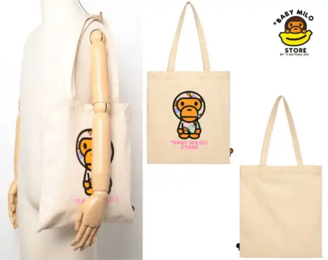 Baby Milo Store By A Bathing Ape Canvas Tote Bag 2024 SS Model BABY MILO Motif