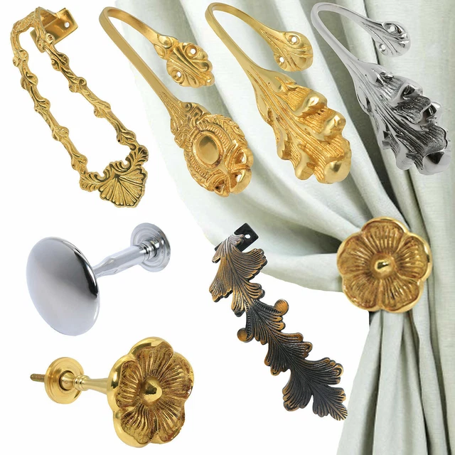 Pair Of QUALITY CURTAIN HOLD BACKS Drape Metal Tie Tassel Arm Holder Hook Loop