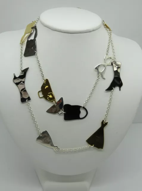 RLM Studios Andy Warhol Silver & Mixed Metal Long Necklace Shoes, Dresses, Bags