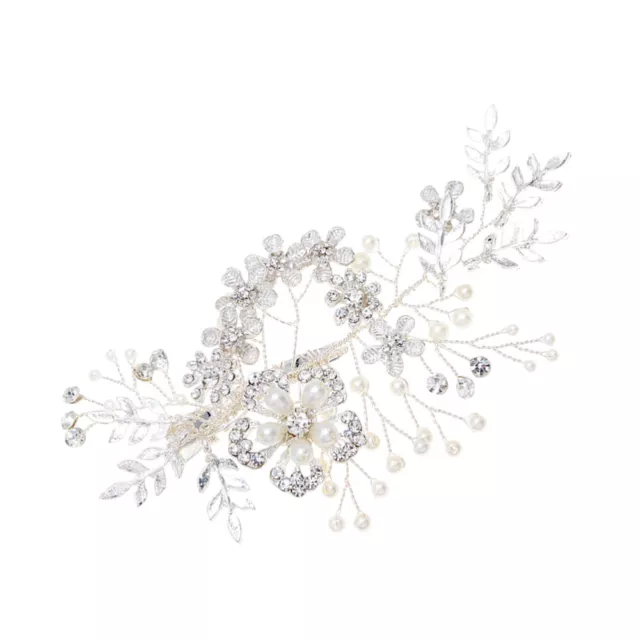 Bridal Barrettes Hair Ornaments for Bride Pearl Wedding Accessories Silver