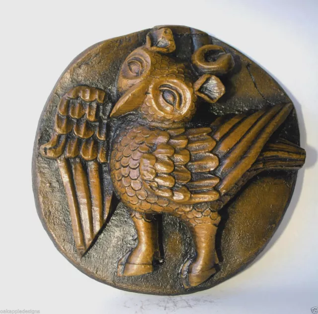Hunting Owl Reproduction Medieval Cathedral Carving Wall Plaque Bird Prey gift