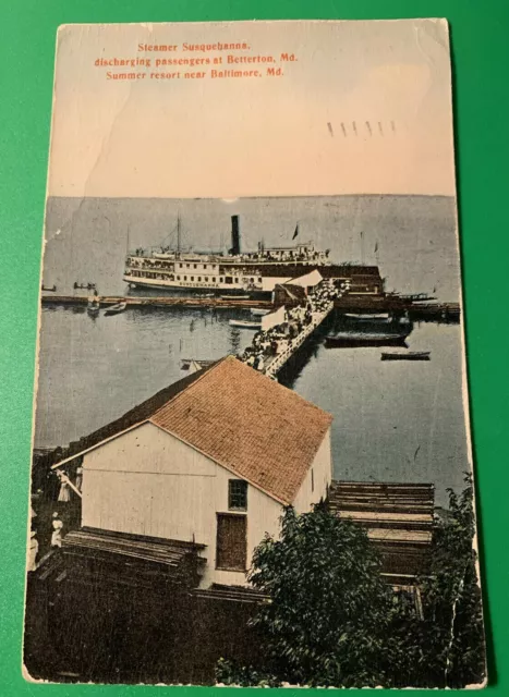 Steamer Susquehanna Discharging Passengers ~ Betterton, MD Maryland Postcard