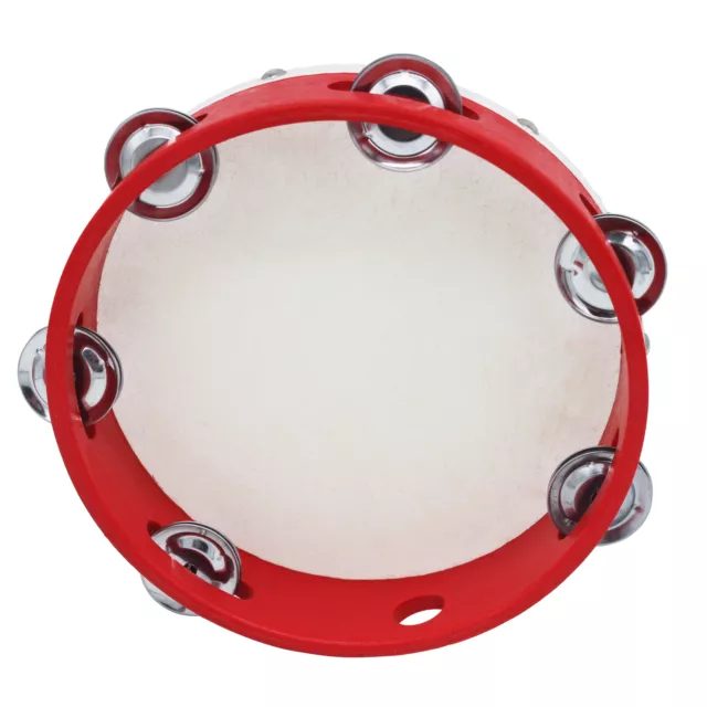 8 Inch Hand Tambourine with Metal  Row 6pcs Metal Cymbals  E7A2