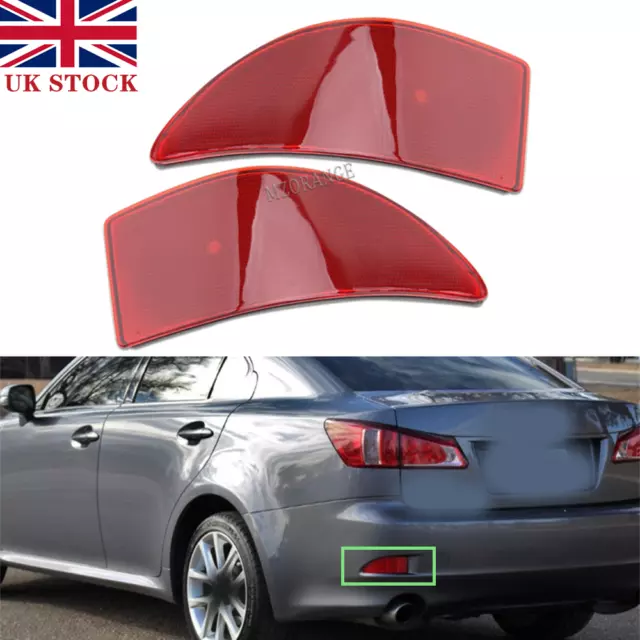 Pair Rear Bumper Reflector Light Red Lens For Lexus IS250 350 220d 2006-2013 UK