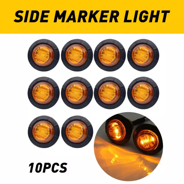 Marker Lights 3/4" LED Truck Trailer Round Clearance Side Light Amber Red