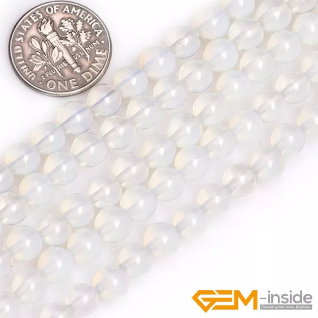 6mm-12mm Natural White Opalite Gemstone Round Loose Spacer Beads Strand 15" AU