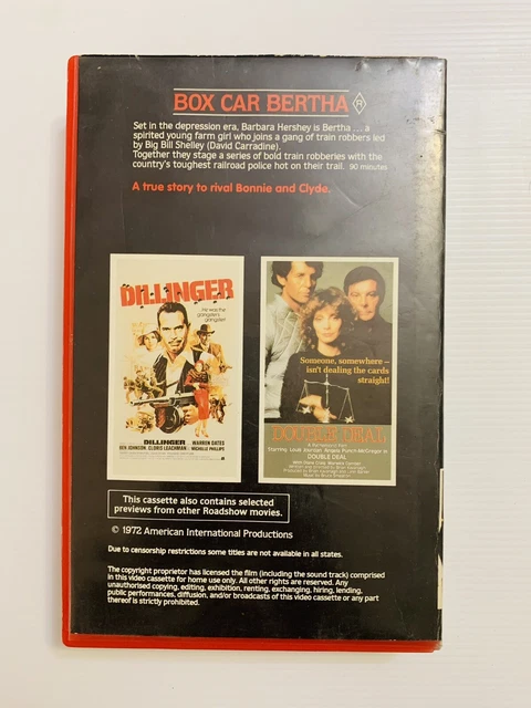 Boxcar Bertha - Roadshow -  VHS Movie Video Cassette Tape 2