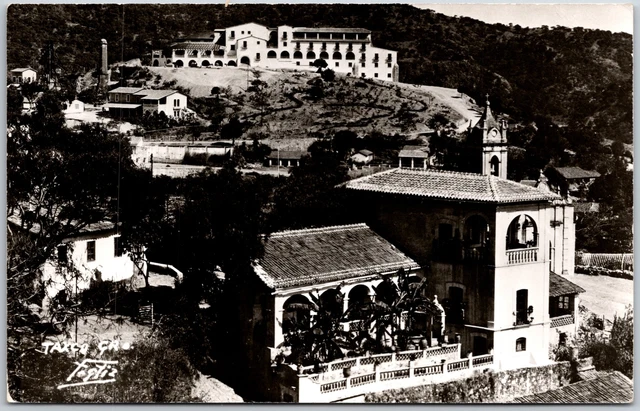 Taxco Gro Mexico Aerial View Buildings and Trees  Real Photo RPPC Postcard