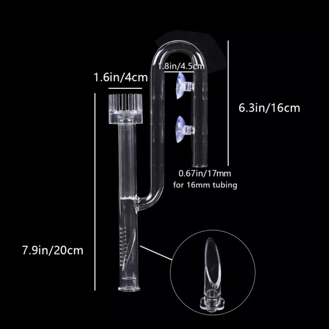 17mm Glass & Acrylic Lily Pipe Aquarium Fish Tank Filter Pipe Surface Skimmer 3