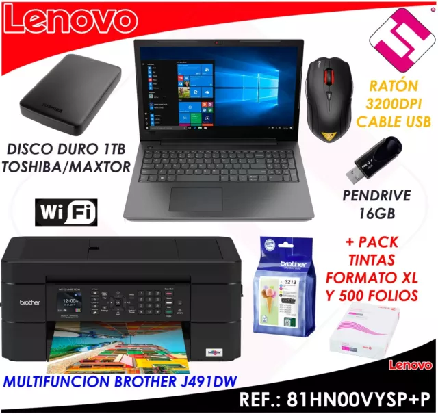 Pack Portatil Lenovo V130-15Ikb Multifuncion Brother Teletrabajo Office Acrobat