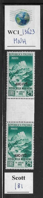 WC1_13623. ITALY: TRIESTE FTT. Gutter pair 1953 MOUNTAIN'S FEAST. Scott 181. MNH