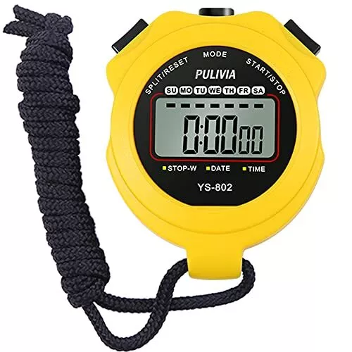 Stopwatch Sport Timer Lap Split Digital Stopwatch with Clock Calendar Alarm Lar