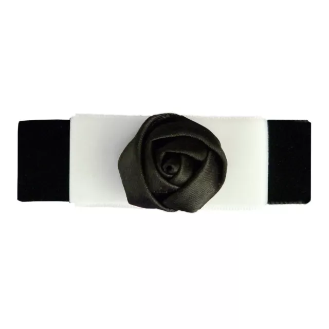 Pince cheveux barrette femme velours fleur satin bicolore noir et blanc gothique