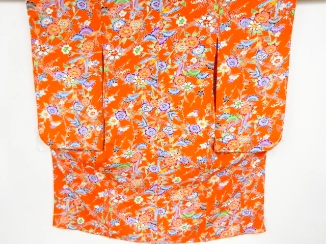 44745# Japanese Kimono / Antique Kimono For Girls / Flower With Birds