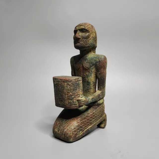 An Spectacular And Rare Bactrian Bronze Seated Statuette