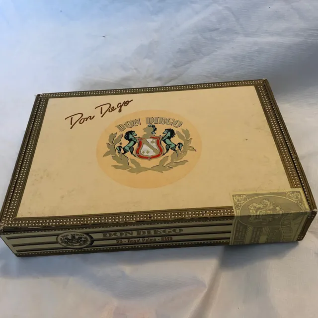 Don Diego Royal Palms Wooden Cigar Box 10 "x 7" x 2" Pre - Owned
