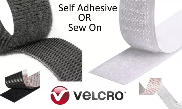 VELCRO® Tape Hook and Loop -  | Black or White |Sewing | Sew On or Self Adhesive