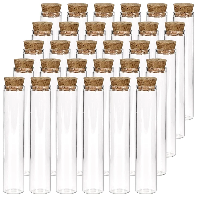 30Pcs 25Ml Glass Test Tubes, 20×100Mm Clear Flat Test Tubes with Cork Stoppers f