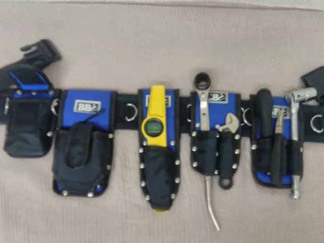 Scaffold Blue Nylon Padded Tool belt | 8 in 1 Ratchet spanner tape level Holder