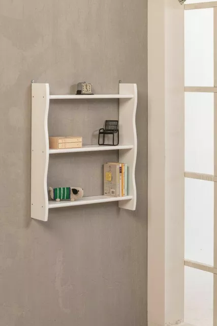 Libreria Piattaia In Legno Colore Bianco 60x15x70 cm 3 Piani