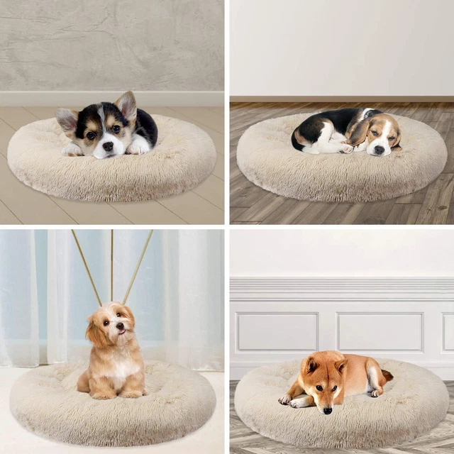 Calming Donut Cat & Dog Bed Fluffy Faux Fur Cuddler For Small Medium Large Pets 11