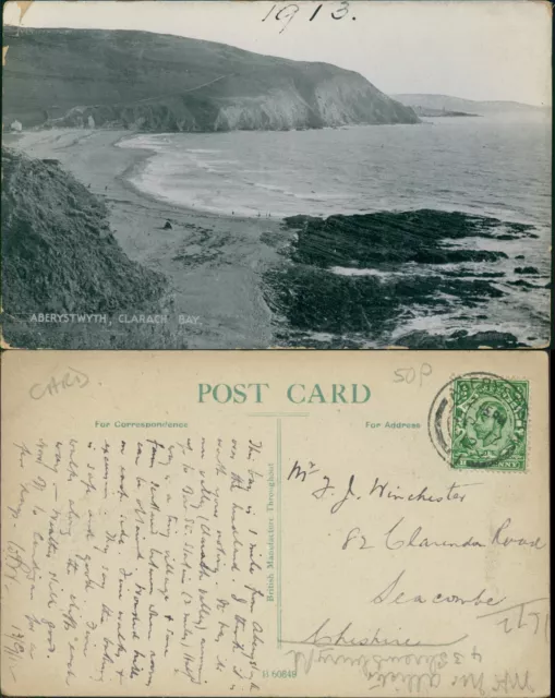 Aberystwyth Clarach Bay 1912 Cancel B 60849