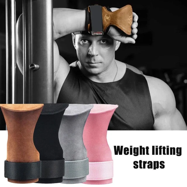 Heavy Duty Leather Gym Gloves with Wrist Straps for Mens Weightlifting