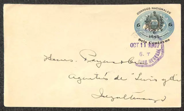 Guatemala H&G #8 Stationery Entire Guatemala To Quezaltenango Cover 1897