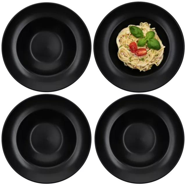 4er Set Pastateller Nero schwarz 27cm Nudel Teller Essteller tief Salat Suppe