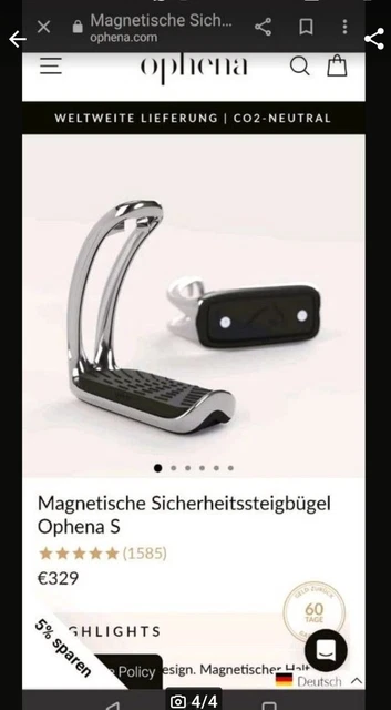 Ophena S Steigbügel - Silber  - Sicherheitssteigbügel Magnetisch