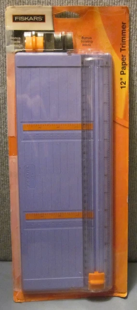 Fiskars 12" Paper Trimmer #9580 w/Swing Arm & Extra Blade, Bonus Scoring Blade