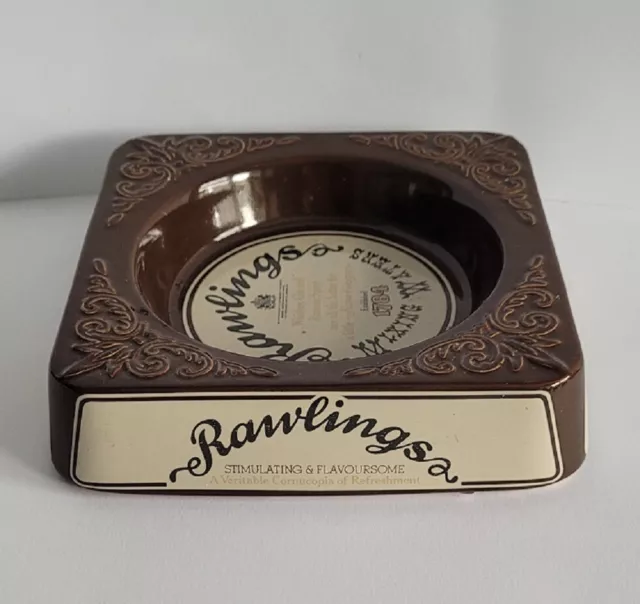 Rawlings Mixing Waters & Fruit Juices Ceramic Brown Ashtray For Pub Bar Home