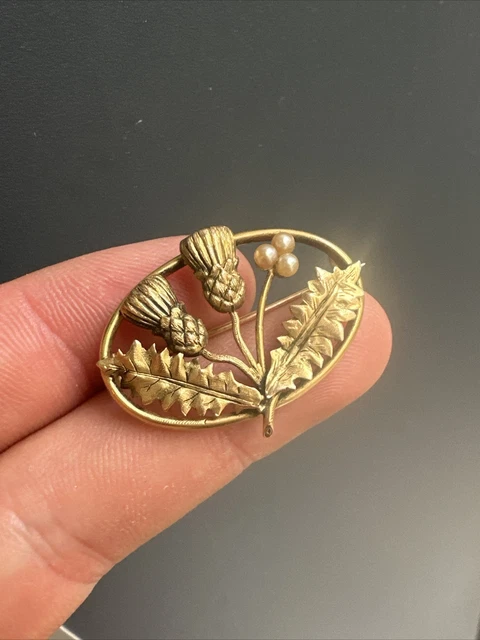 Ancienne Broche Art Déco Plaqué Or 18K 750 - Motif Lion - Création Vintage