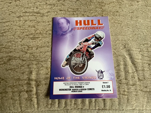 Hull Bikings vs Workington speedway program 1st August 2001