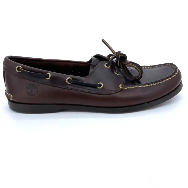 Mens 10.5 M Timberland Brown Leather Boat Shoes Brig 2 Eye Loafers Slip On 68546