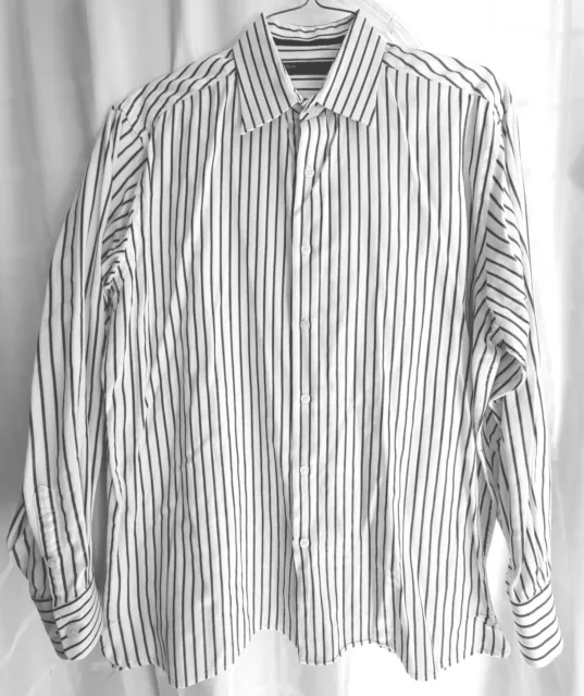 Perry Ellis Men's Striped Button Up Shirt Large Cotton Long Sleeve Work / Casual