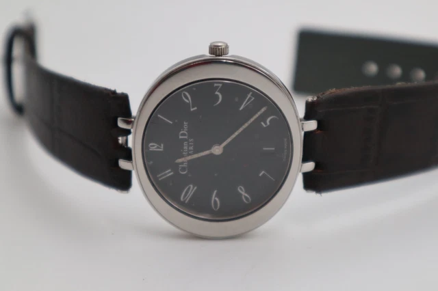 Christian Dior D75-100 Ladies used watch quartz  black dial silver